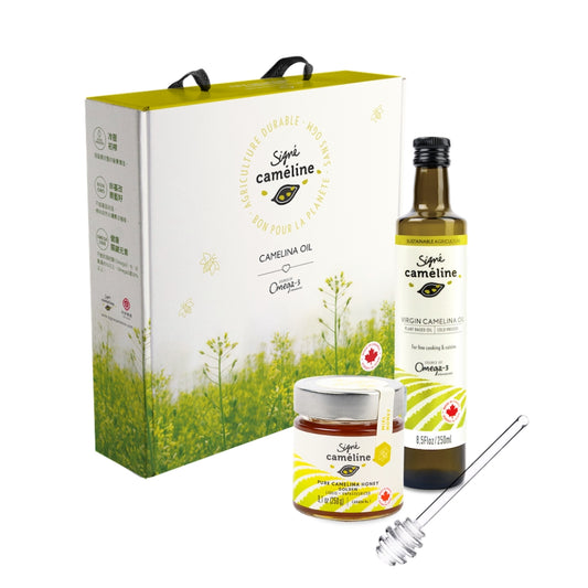 【Signe Cameline】加拿大冷壓薺藍籽油+天然薺藍花蜂蜜 禮盒